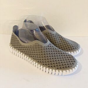 EUC Ilse Jacobsen Tulip Gray Perforated Slip On Sneakers Size EU 38 US 7.5-8